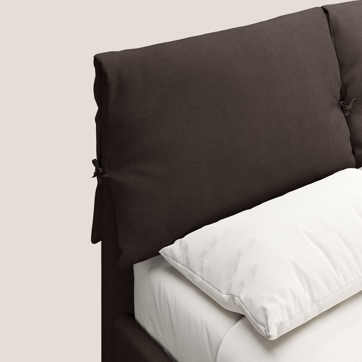 Artemisia letto imbottito con piedini alti sfoderabile in tessuto smacchiabile T17 marrone - divitt.sbs