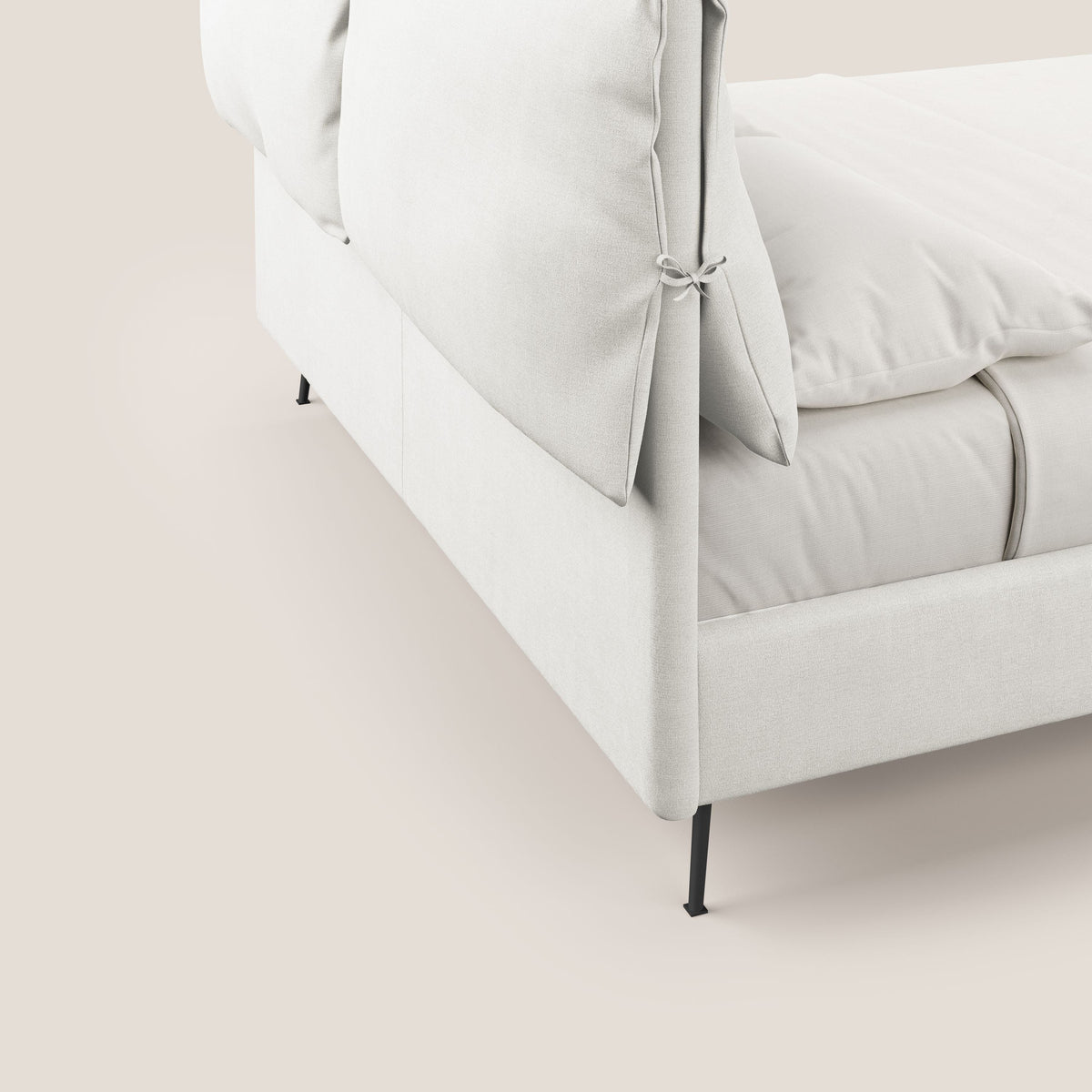 Artemisia letto imbottito con piedini alti sfoderabile in tessuto smacchiabile T17 bianco - divitt.sbs
