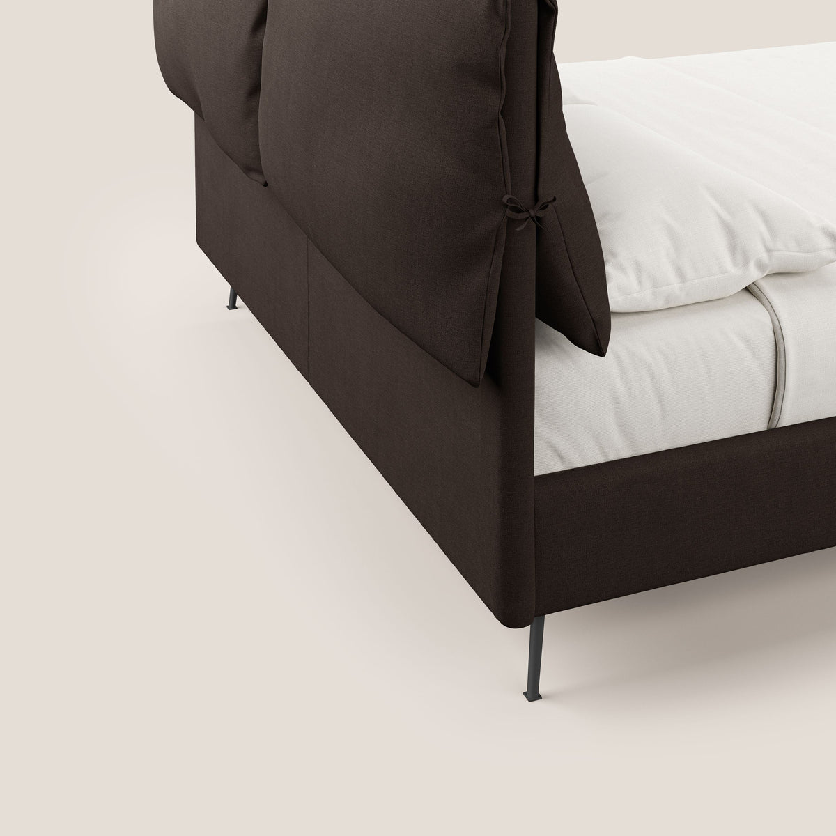 Artemisia letto imbottito con piedini alti sfoderabile in tessuto smacchiabile T17 marrone - divitt.sbs