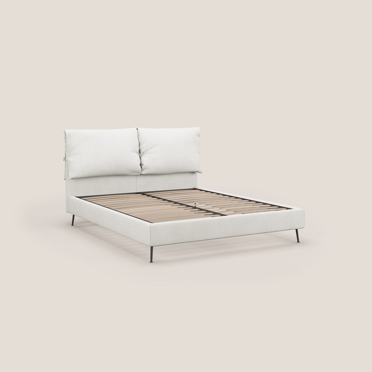 Artemisia letto imbottito con piedini alti sfoderabile in tessuto smacchiabile T17 bianco - divitt.sbs