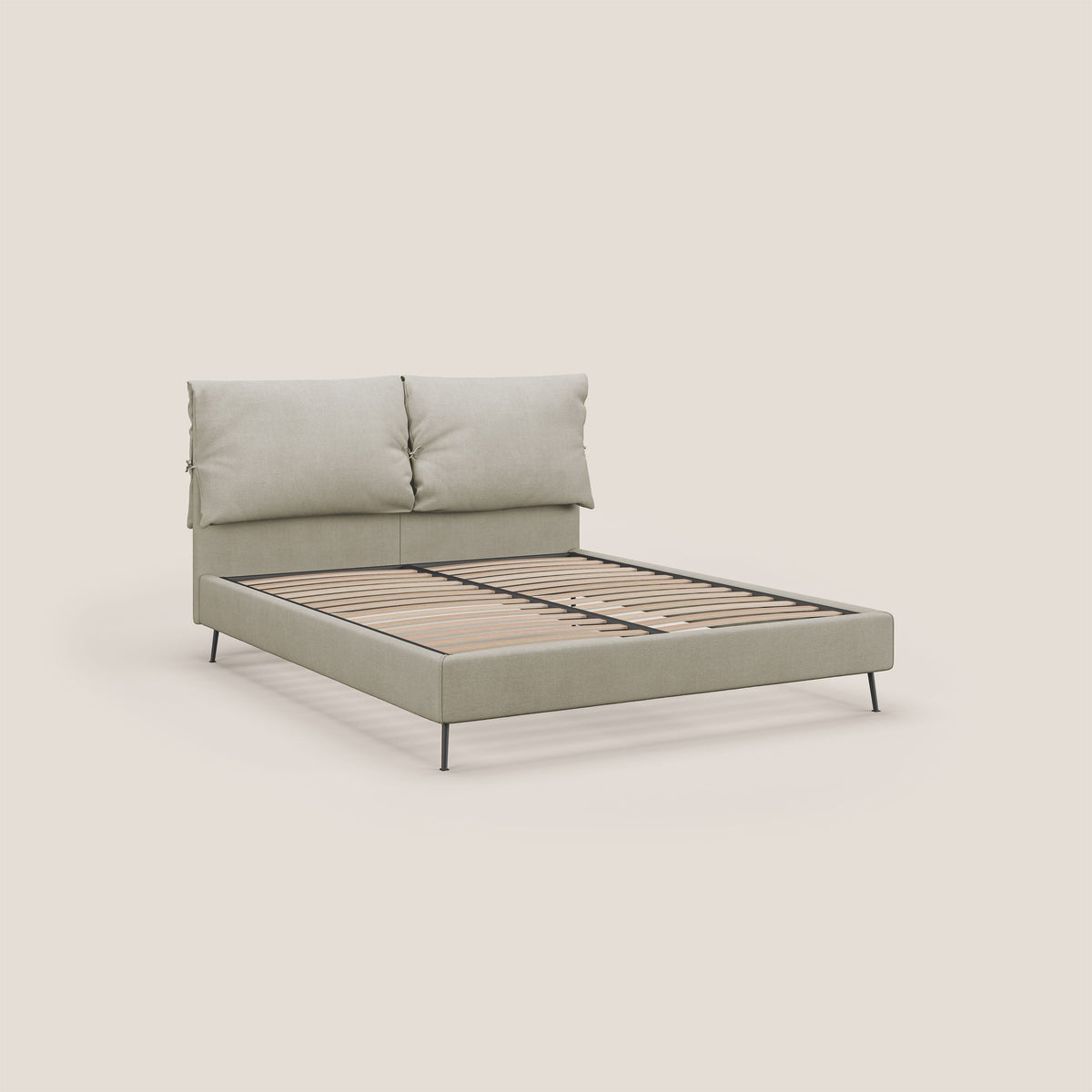 Artemisia letto imbottito con piedini alti sfoderabile in tessuto smacchiabile T17 panna - divitt.sbs