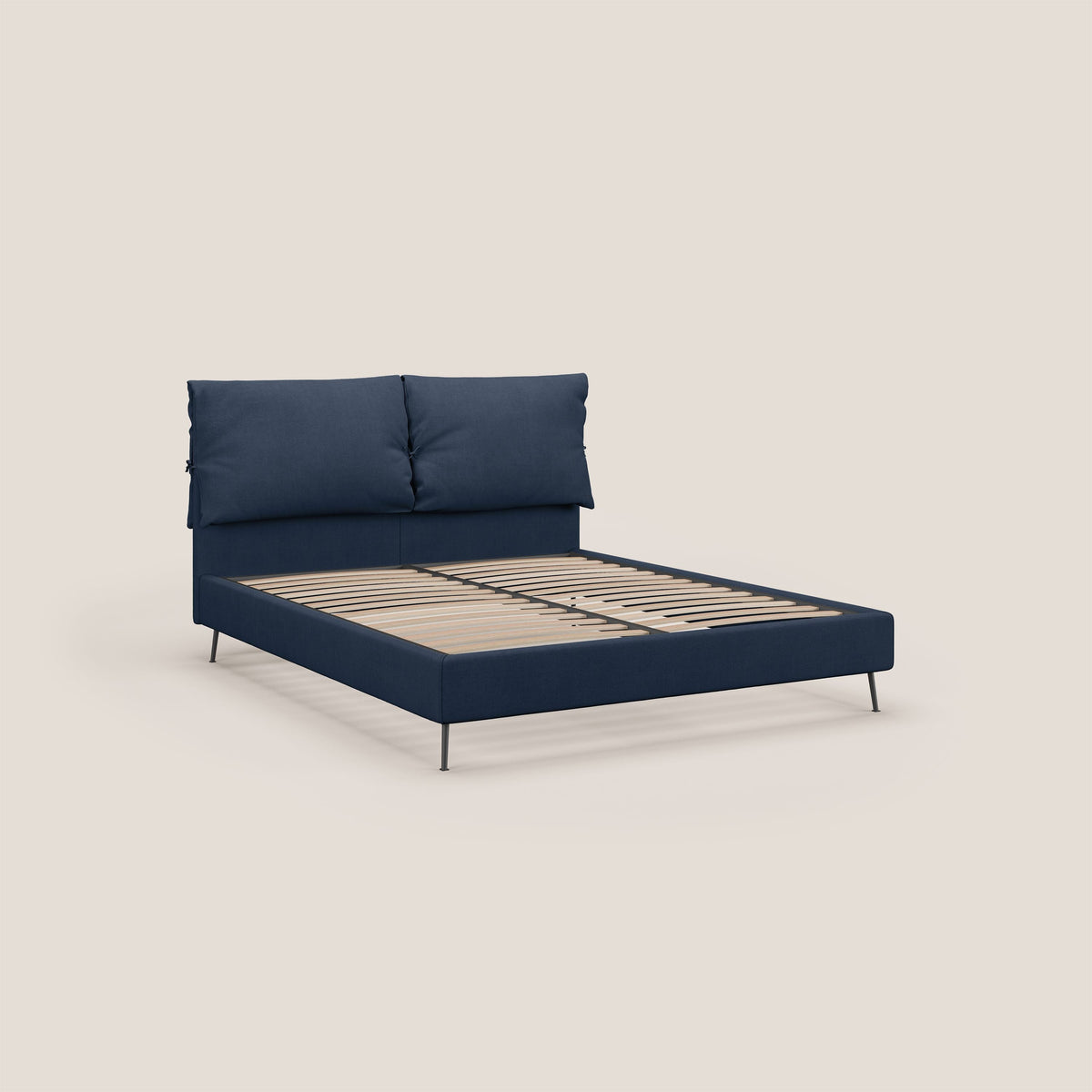 Artemisia letto imbottito con piedini alti sfoderabile in tessuto smacchiabile T17 blu - divitt.sbs