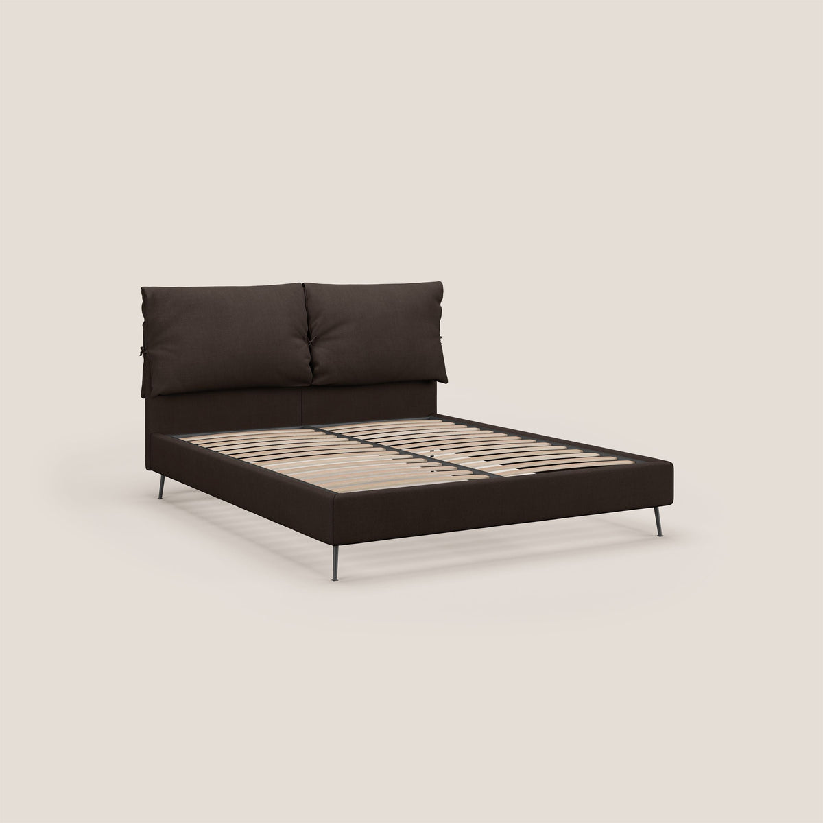 Artemisia letto imbottito con piedini alti sfoderabile in tessuto smacchiabile T17 marrone - divitt.sbs