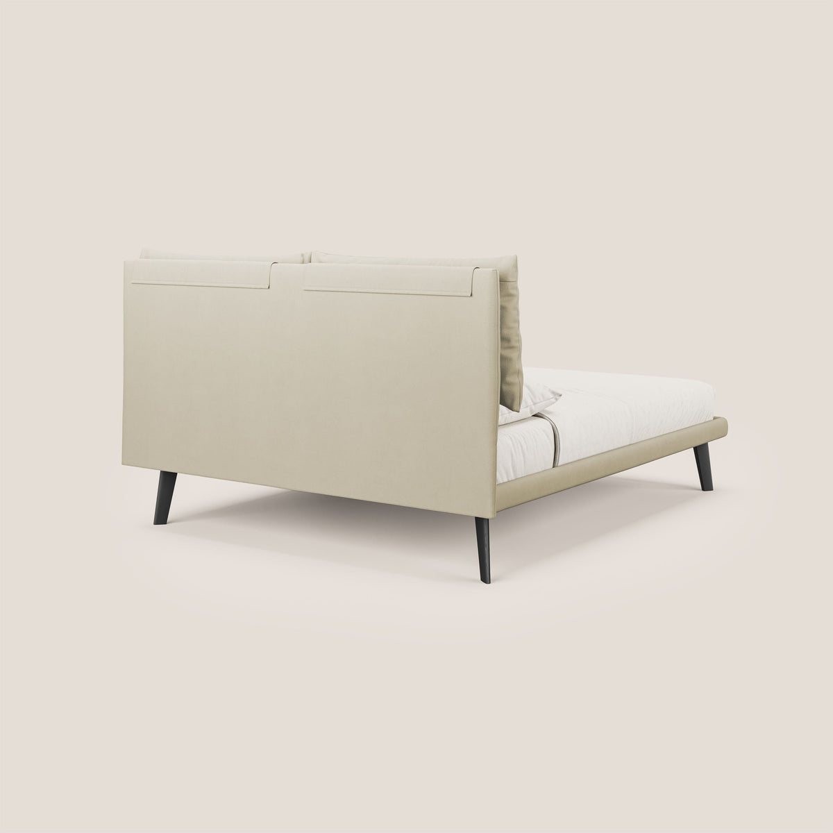 Astrid letto imbottito con piedi in legno in microfibra smacchiabile T11 panna - divitt.sbs
