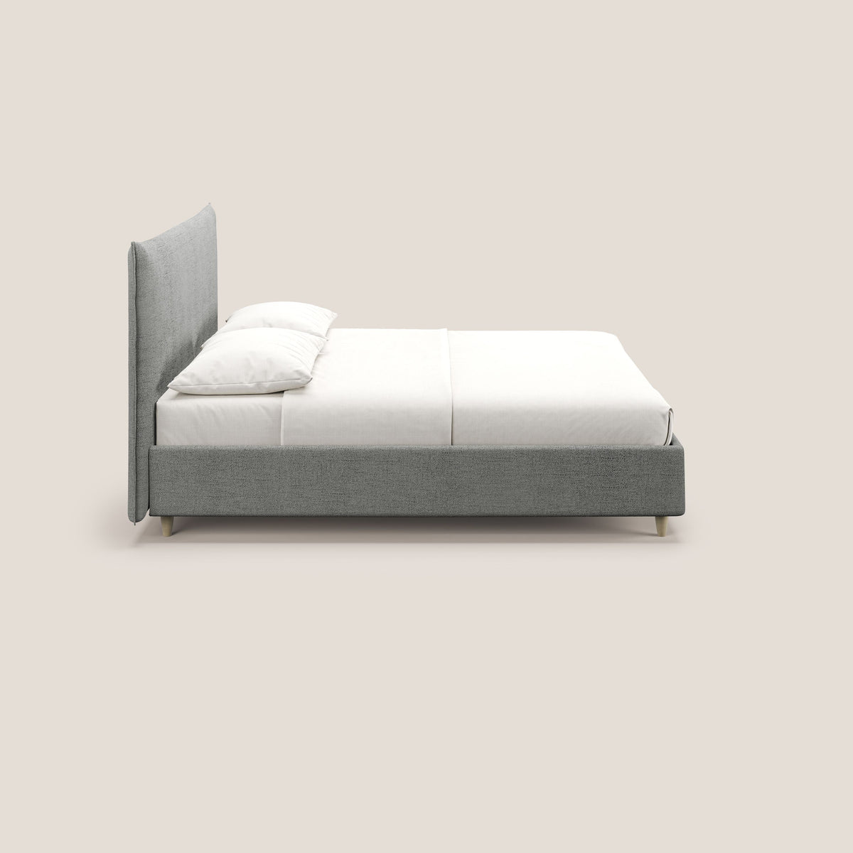 Audrey letto imbottito contenitore e sfoderabile in tessuto fiammato impermeabile T03 grigio chiaro - divitt.sbs