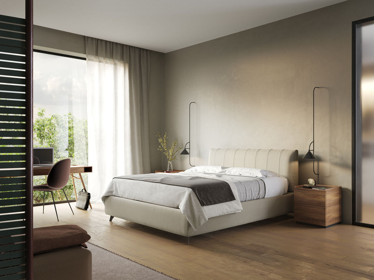 Bogart letto imbottito contenitore completamente sfoderabile in microfibra smacchiabile T11 panna - divitt.sbs