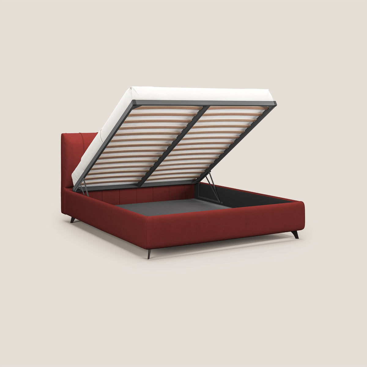 Bogart letto imbottito contenitore completamente sfoderabile in microfibra smacchiabile T11 rosso - divitt.sbs