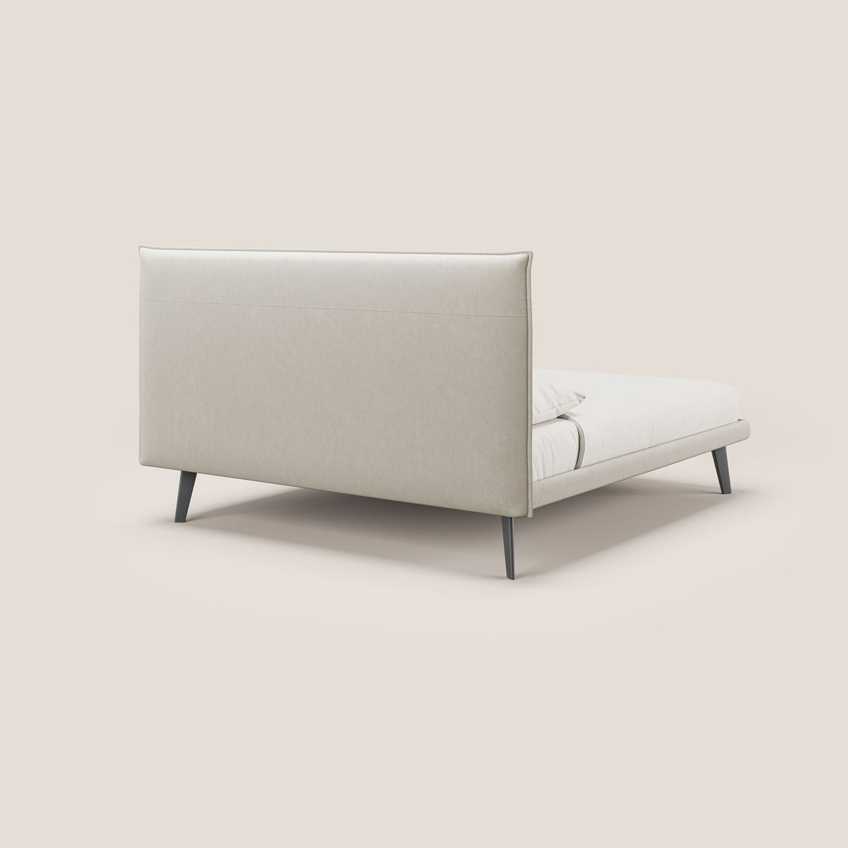 Brigitte letto con testata trapuntata piedi alti in mogano e tessuto impermeabile T09 beige - divitt.sbs