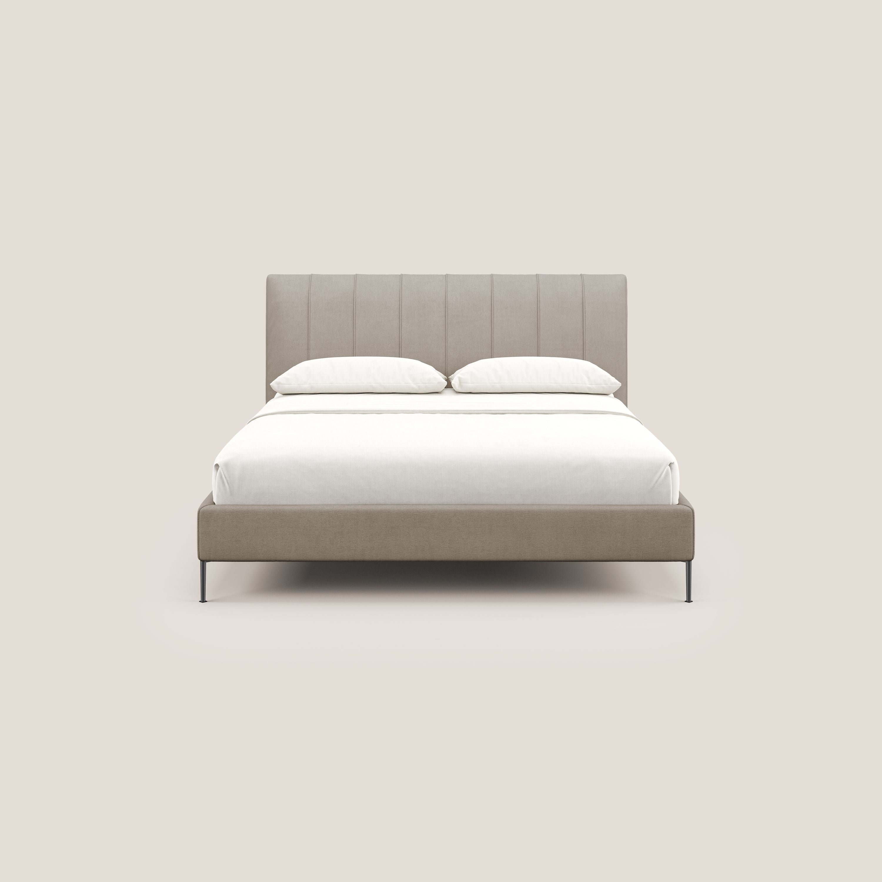 Calliope letto imbottito piedini alti completamente sfoderabile in tessuto smacchiabile T17 beige - divitt.sbs