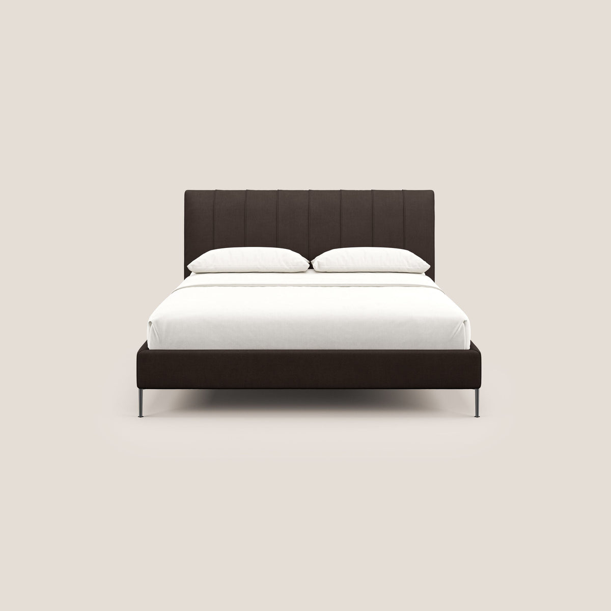 Calliope letto imbottito piedini alti completamente sfoderabile in tessuto smacchiabile T17 marrone - divitt.sbs