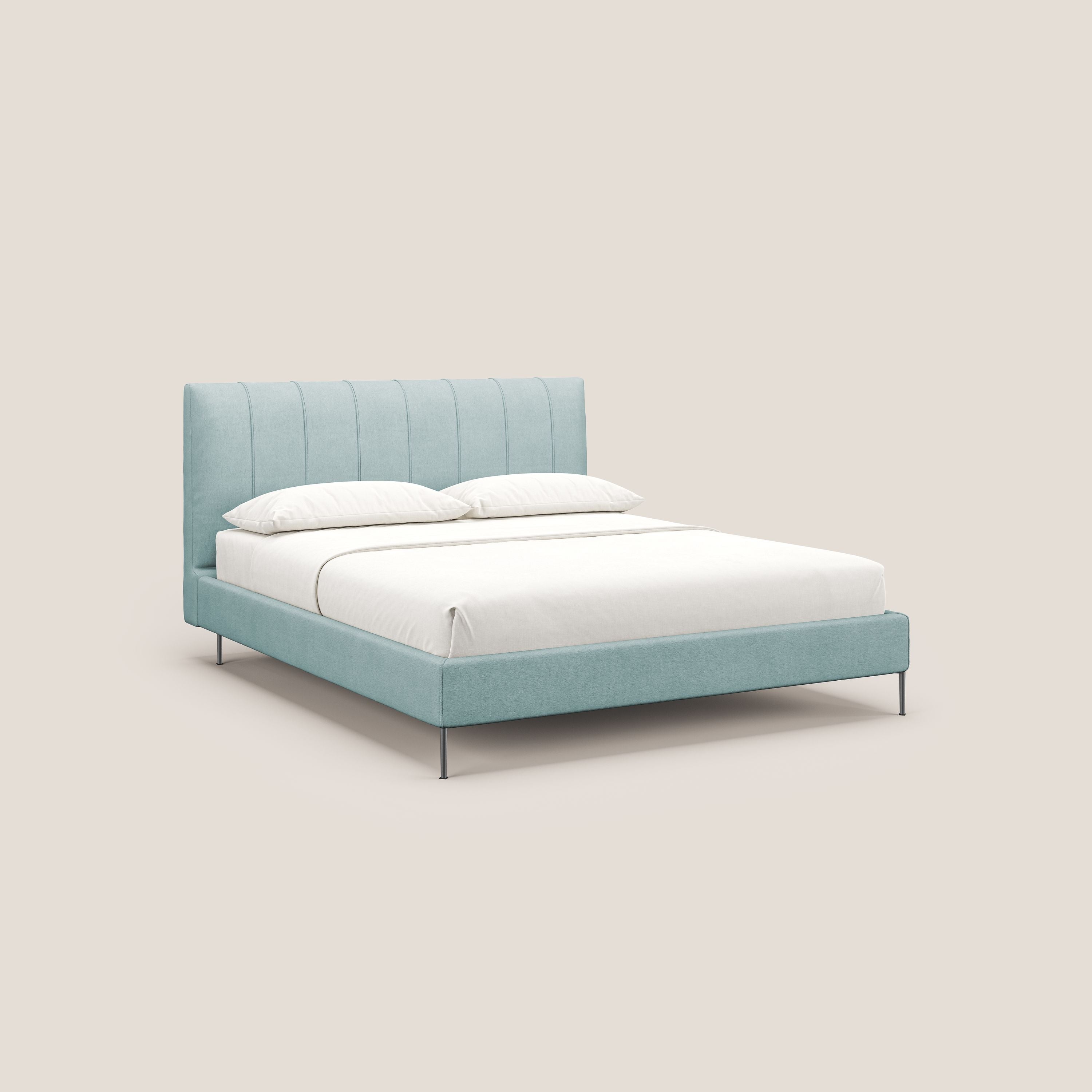 Calliope letto imbottito piedini alti completamente sfoderabile in tessuto smacchiabile T17 verde acqua - divitt.sbs