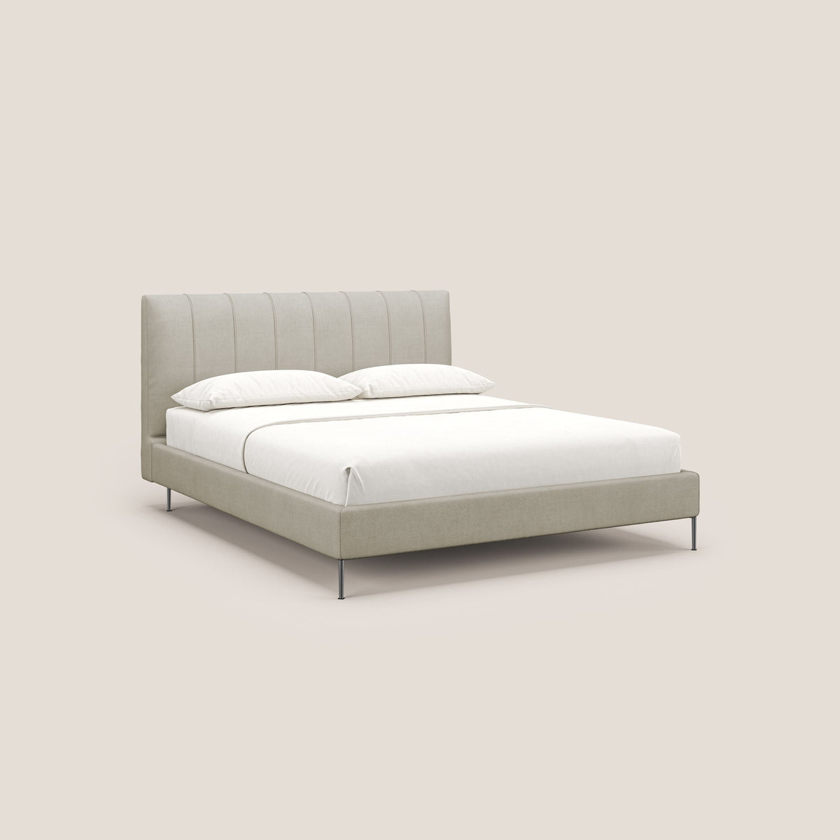 Calliope letto imbottito piedini alti completamente sfoderabile in tessuto smacchiabile T17 panna - divitt.sbs