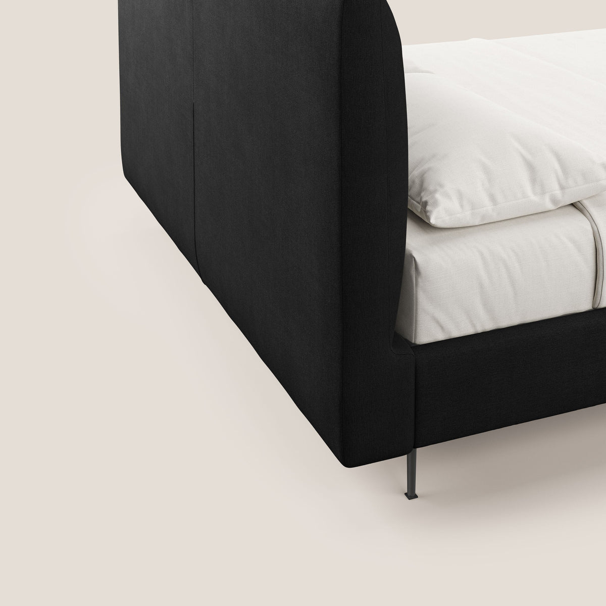 Calliope letto imbottito piedini alti completamente sfoderabile in tessuto smacchiabile T17 nero - divitt.sbs