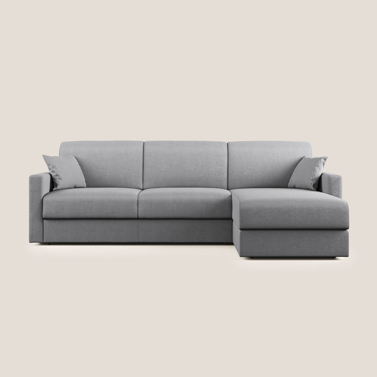Chris Divano letto angolare con penisola in microfibra smacchiabile T11 grigio - divitt.sbs