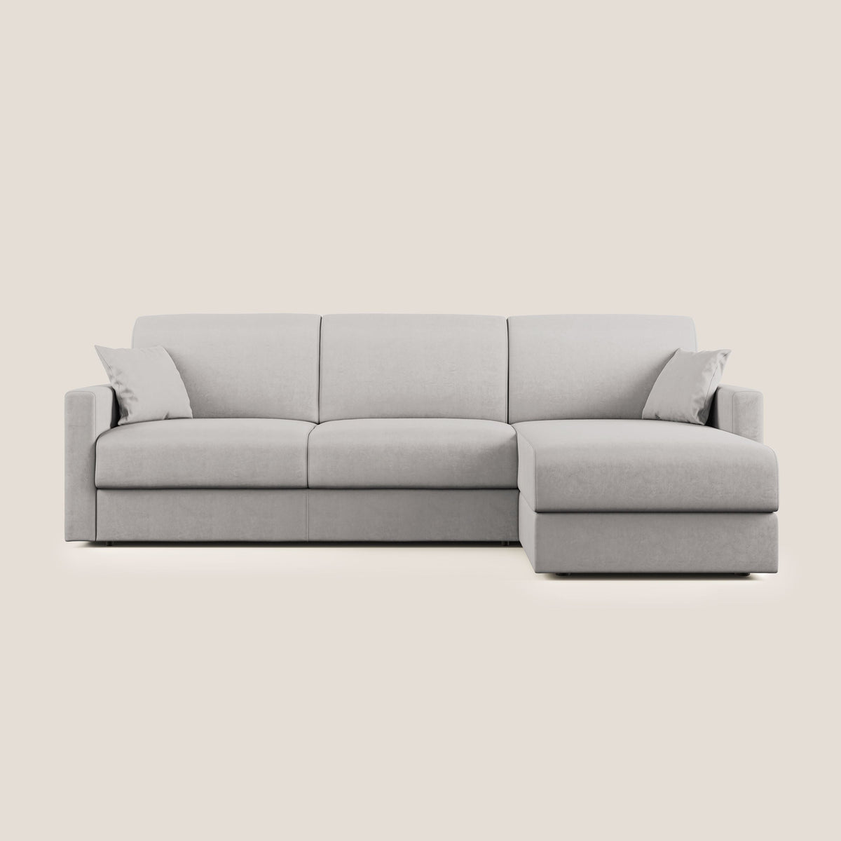 Chris Divano letto angolare con penisola in microfibra smacchiabile T11 grigio chiaro - divitt.sbs