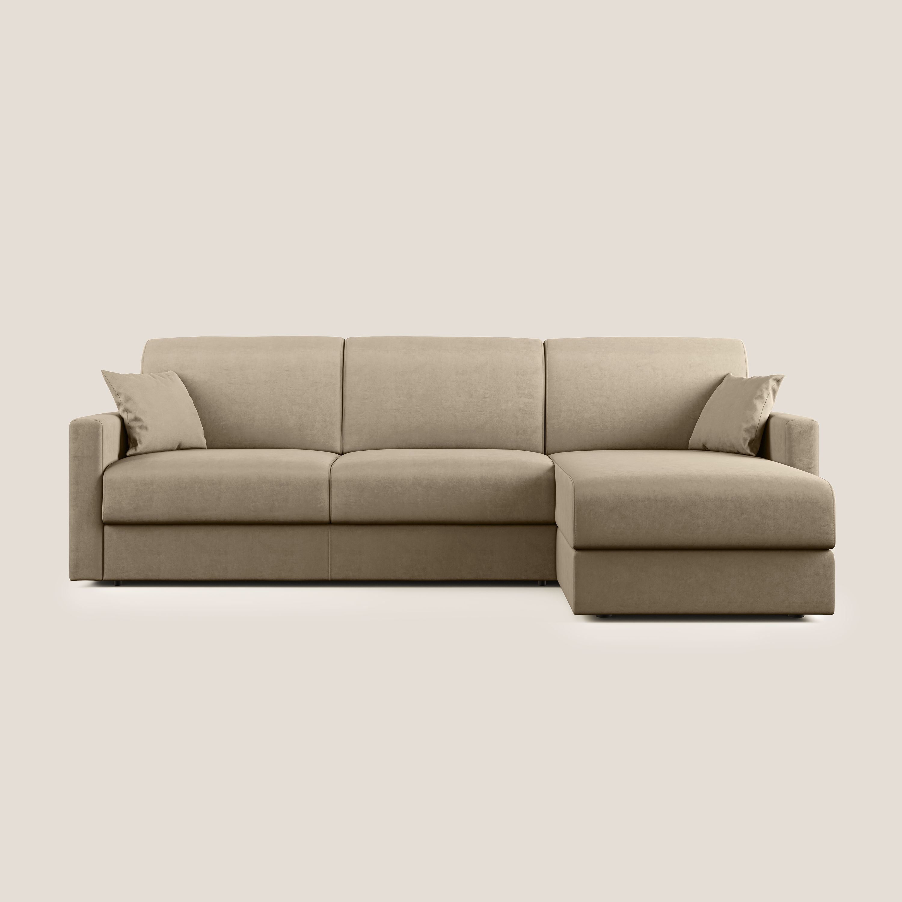 Chris Divano letto angolare con penisola in microfibra smacchiabile T11 tortora - divitt.sbs