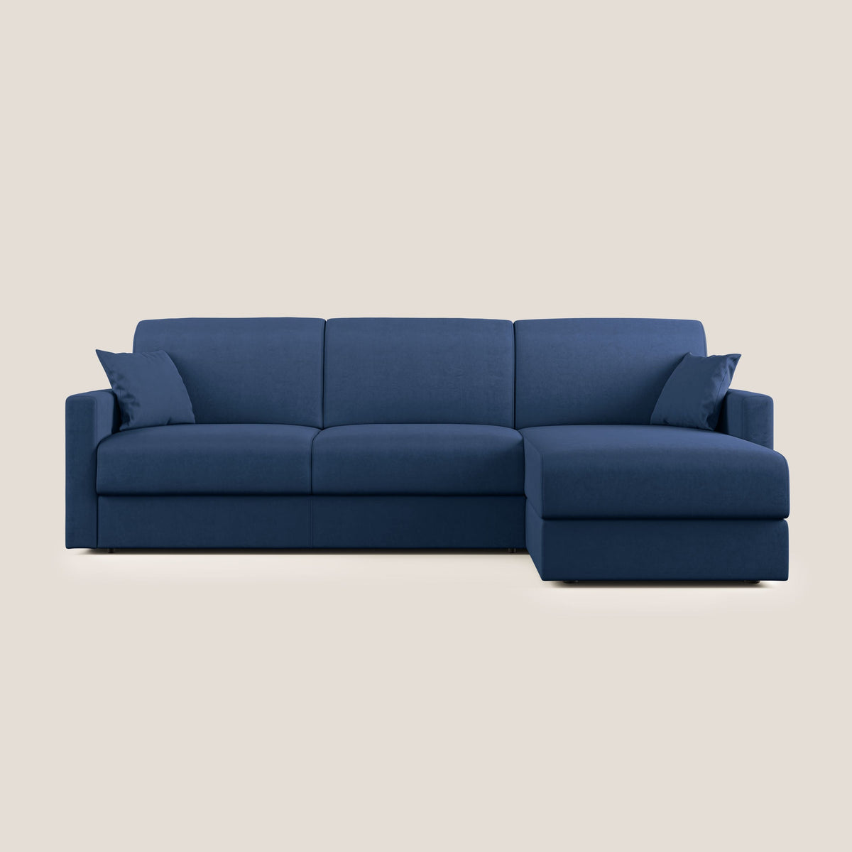 Chris Divano letto angolare con penisola in microfibra smacchiabile T11 blu - divitt.sbs