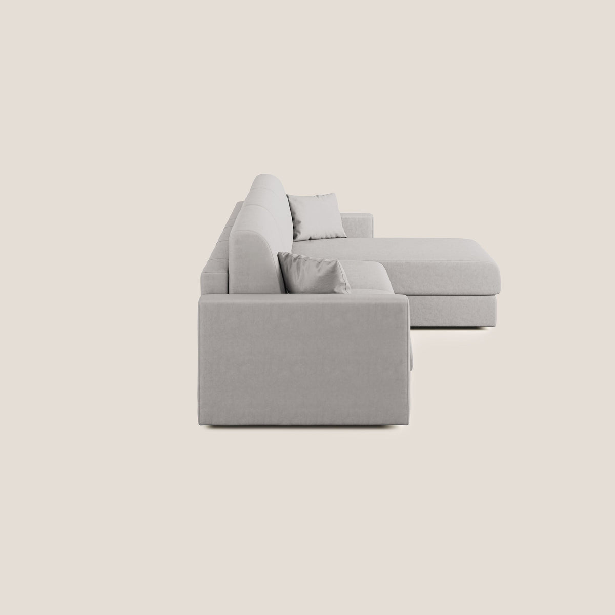 Chris Divano letto angolare con penisola in microfibra smacchiabile T11 grigio chiaro - divitt.sbs