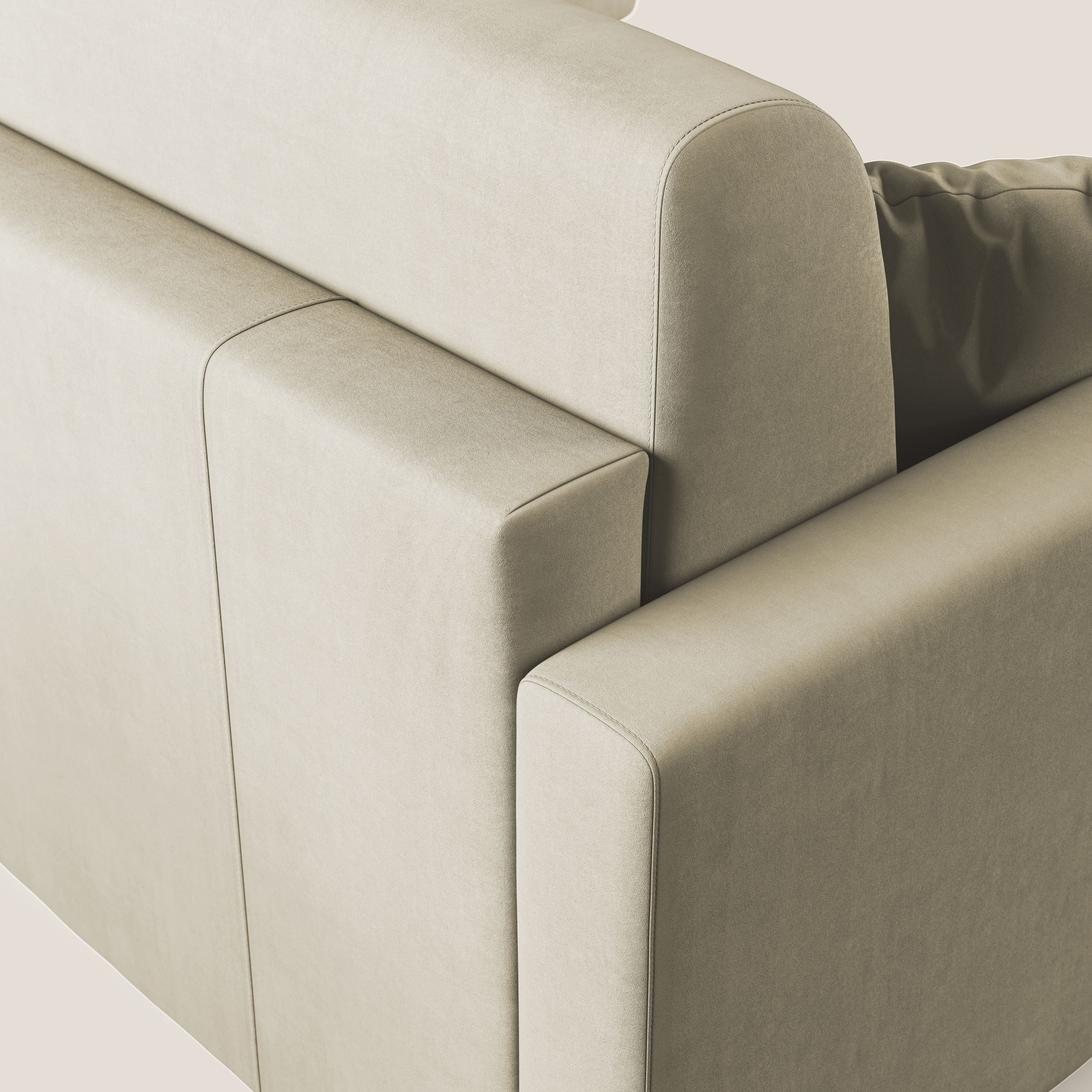 Chris Divano letto angolare con penisola in microfibra smacchiabile T11 panna - divitt.sbs