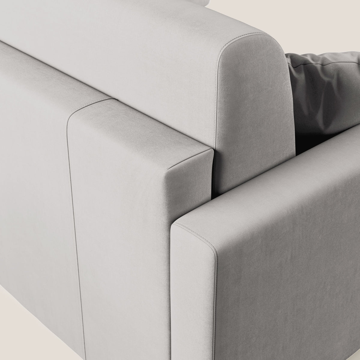 Chris Divano letto angolare con penisola in microfibra smacchiabile T11 grigio chiaro - divitt.sbs