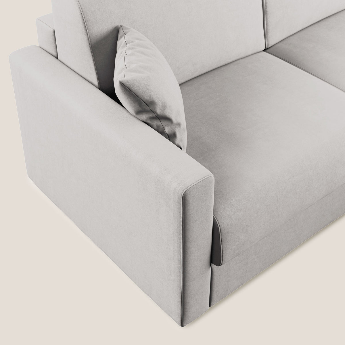 Chris Divano letto angolare con penisola in microfibra smacchiabile T11 grigio chiaro - divitt.sbs
