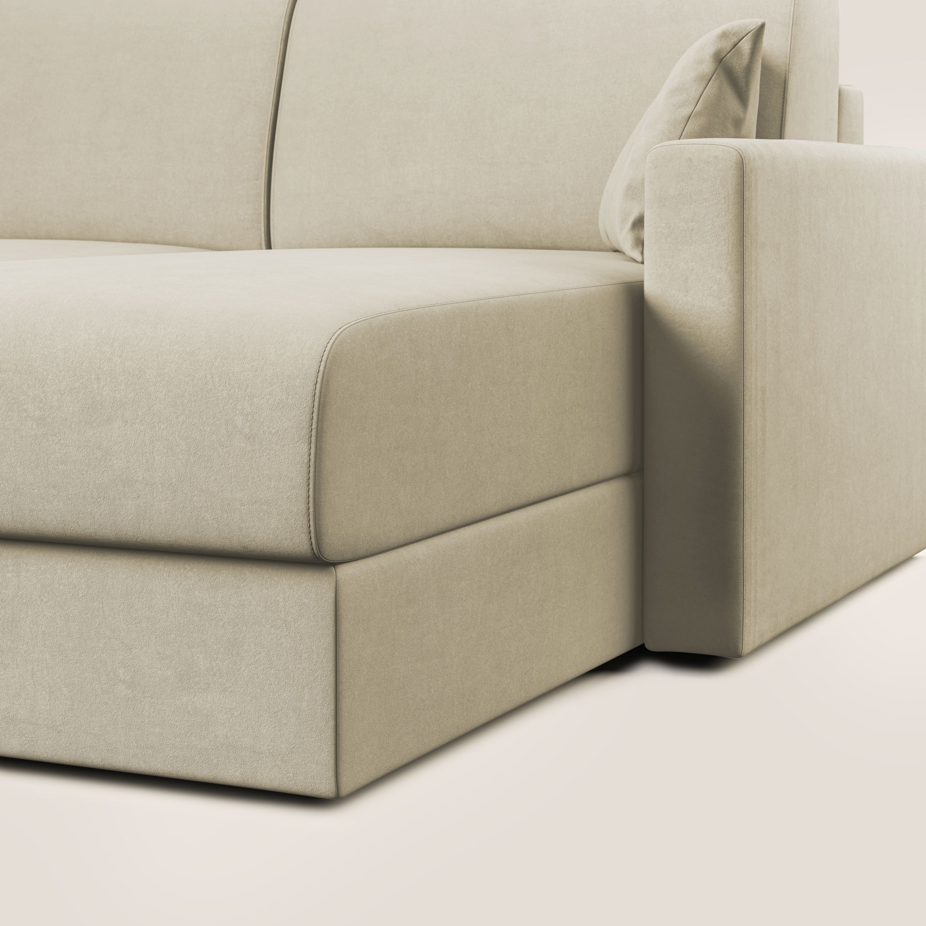 Chris Divano letto angolare con penisola in microfibra smacchiabile T11 panna - divitt.sbs