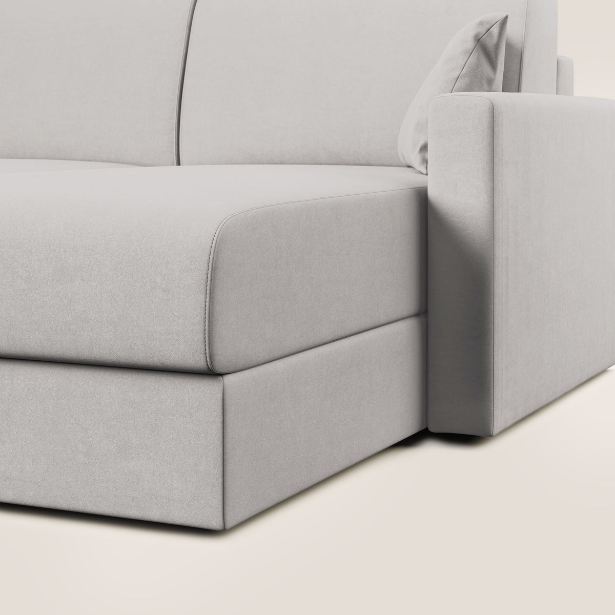 Chris Divano letto angolare con penisola in microfibra smacchiabile T11 grigio chiaro - divitt.sbs