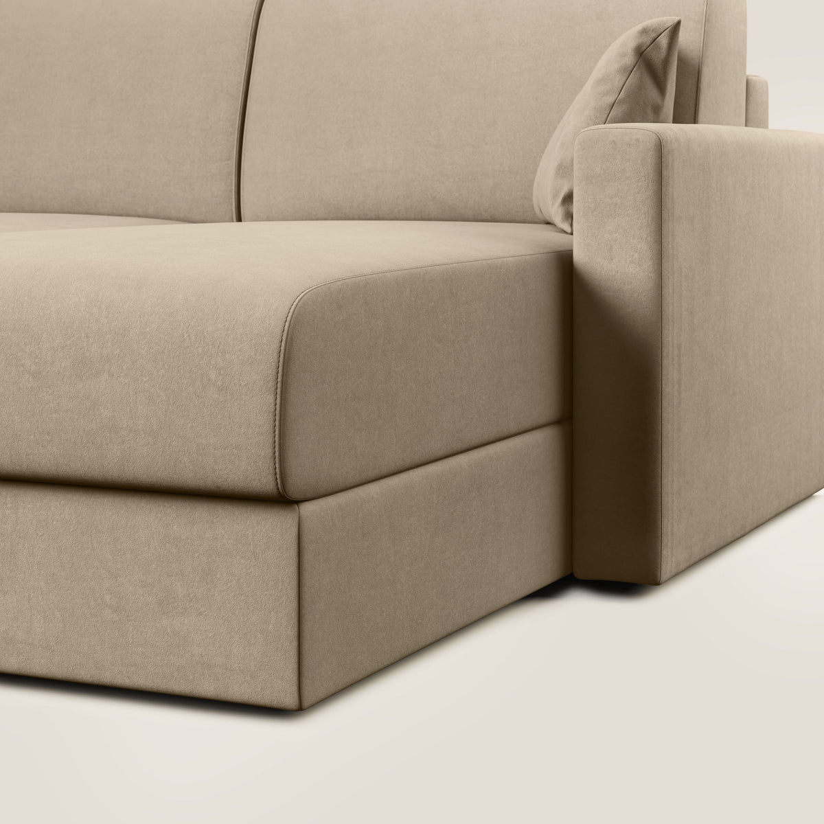 Chris Divano letto angolare con penisola in microfibra smacchiabile T11 tortora - divitt.sbs