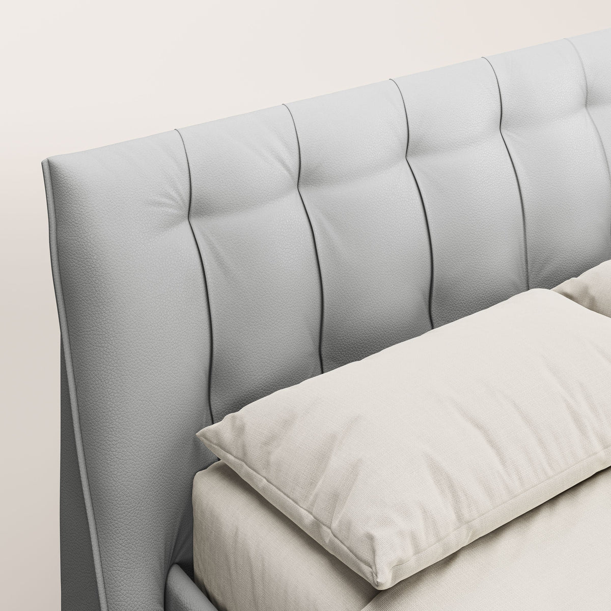 Clizia letto imbottito di design con vano contenitore in ecopelle impermeabile T04 grigio chiaro - divitt.sbs