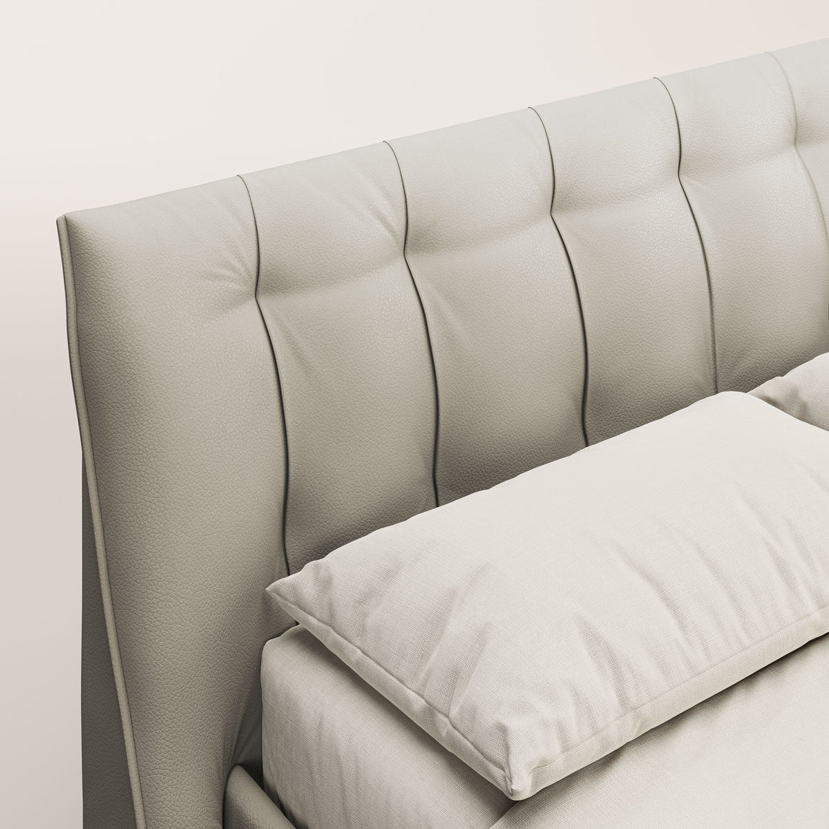 Clizia letto imbottito di design con vano contenitore in ecopelle impermeabile T04 tortora - divitt.sbs