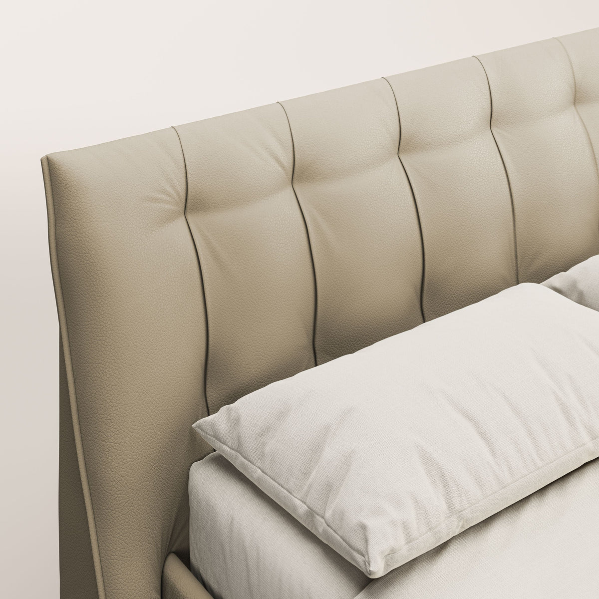 Clizia letto imbottito di design con vano contenitore in ecopelle impermeabile T04 beige - divitt.sbs