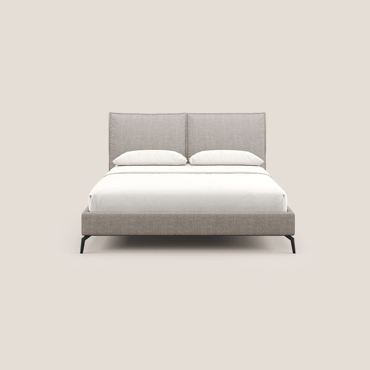Cloe letto imbottito con piedi in metallo sfoderabile in tessuto fiammato impermeabile T06 tortora - divitt.sbs