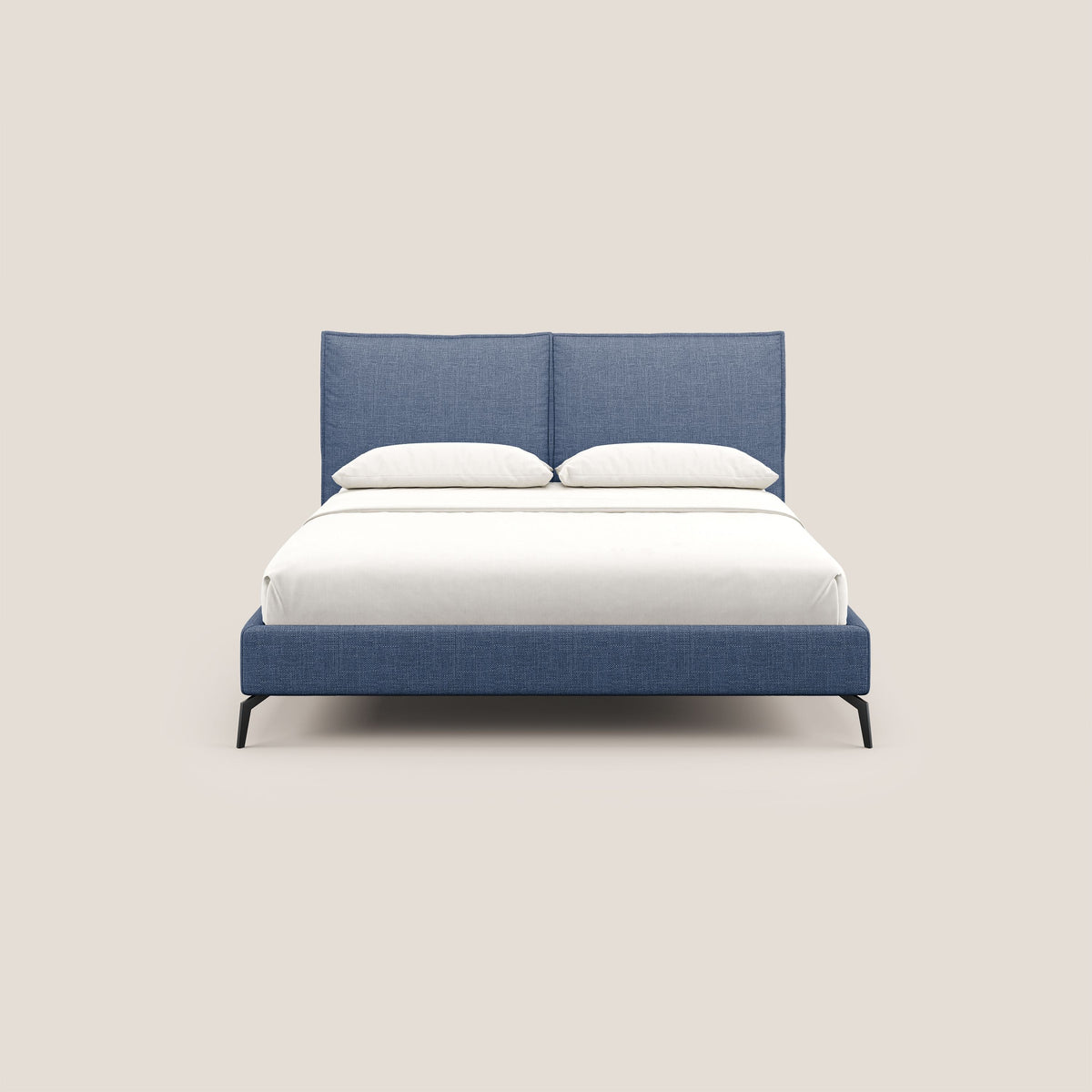 Cloe letto imbottito con piedi in metallo sfoderabile in tessuto fiammato impermeabile T06 blu - divitt.sbs