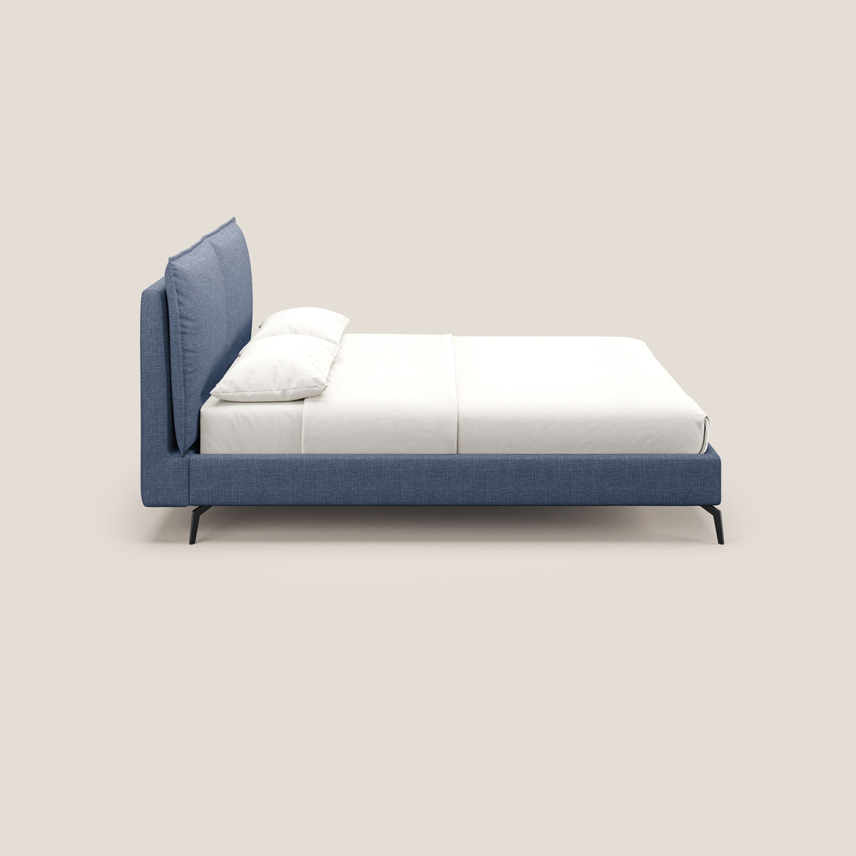 Cloe letto imbottito con piedi in metallo sfoderabile in tessuto fiammato impermeabile T06 blu - divitt.sbs