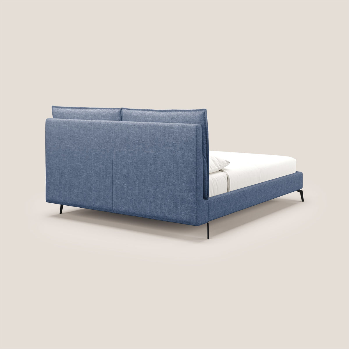 Cloe letto imbottito con piedi in metallo sfoderabile in tessuto fiammato impermeabile T06 blu - divitt.sbs