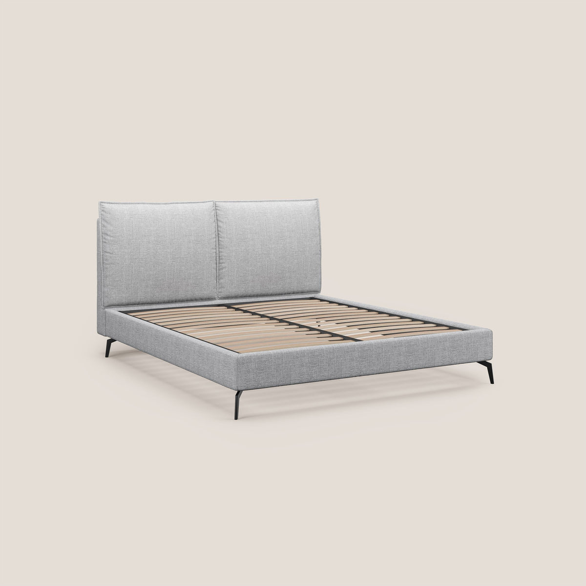 Cloe letto imbottito con piedi in metallo sfoderabile in tessuto fiammato impermeabile T06 grigio - divitt.sbs