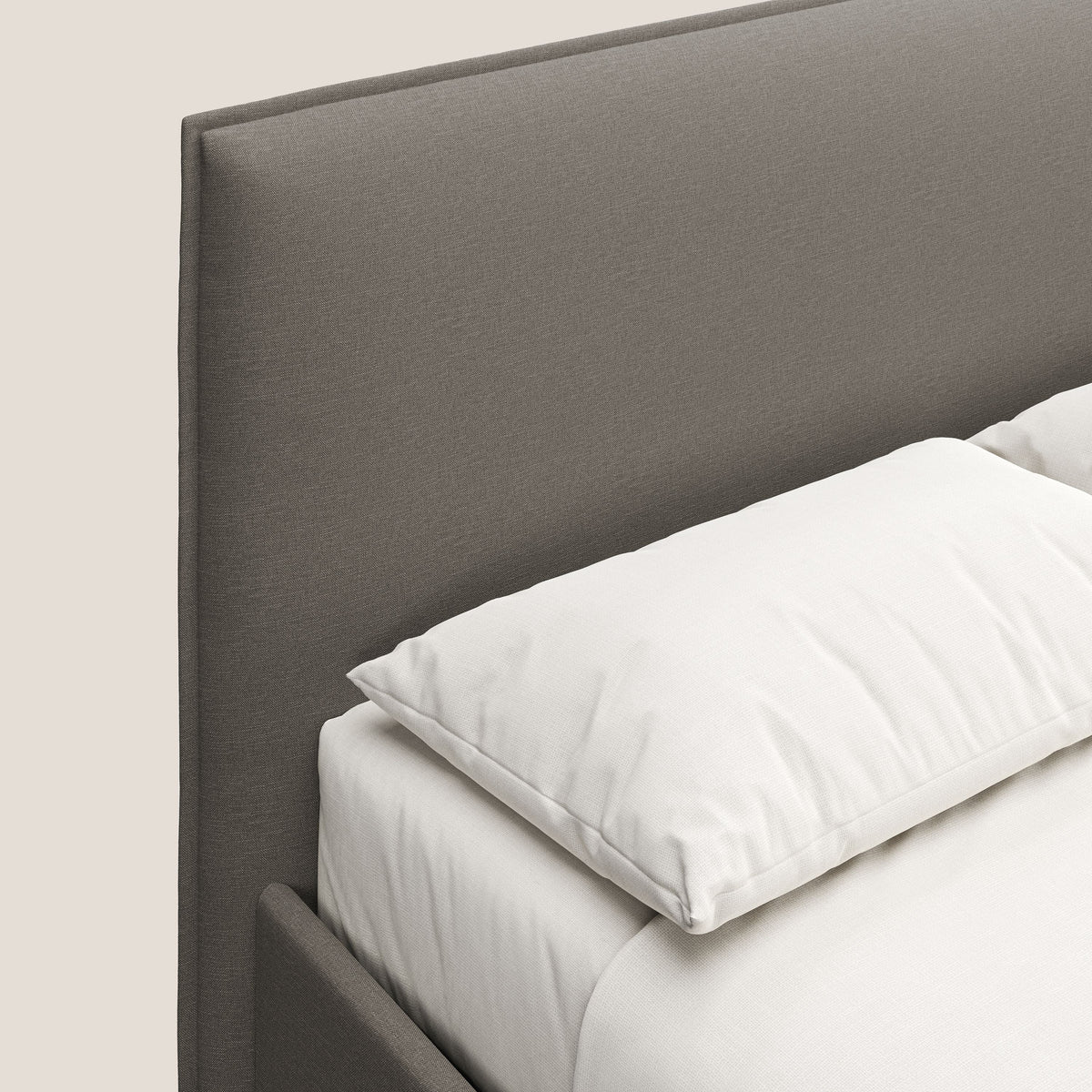 Costanza letto contenitore e sfoderabile in tessuto misto cotone impermeabile T13 tortora - divitt.sbs