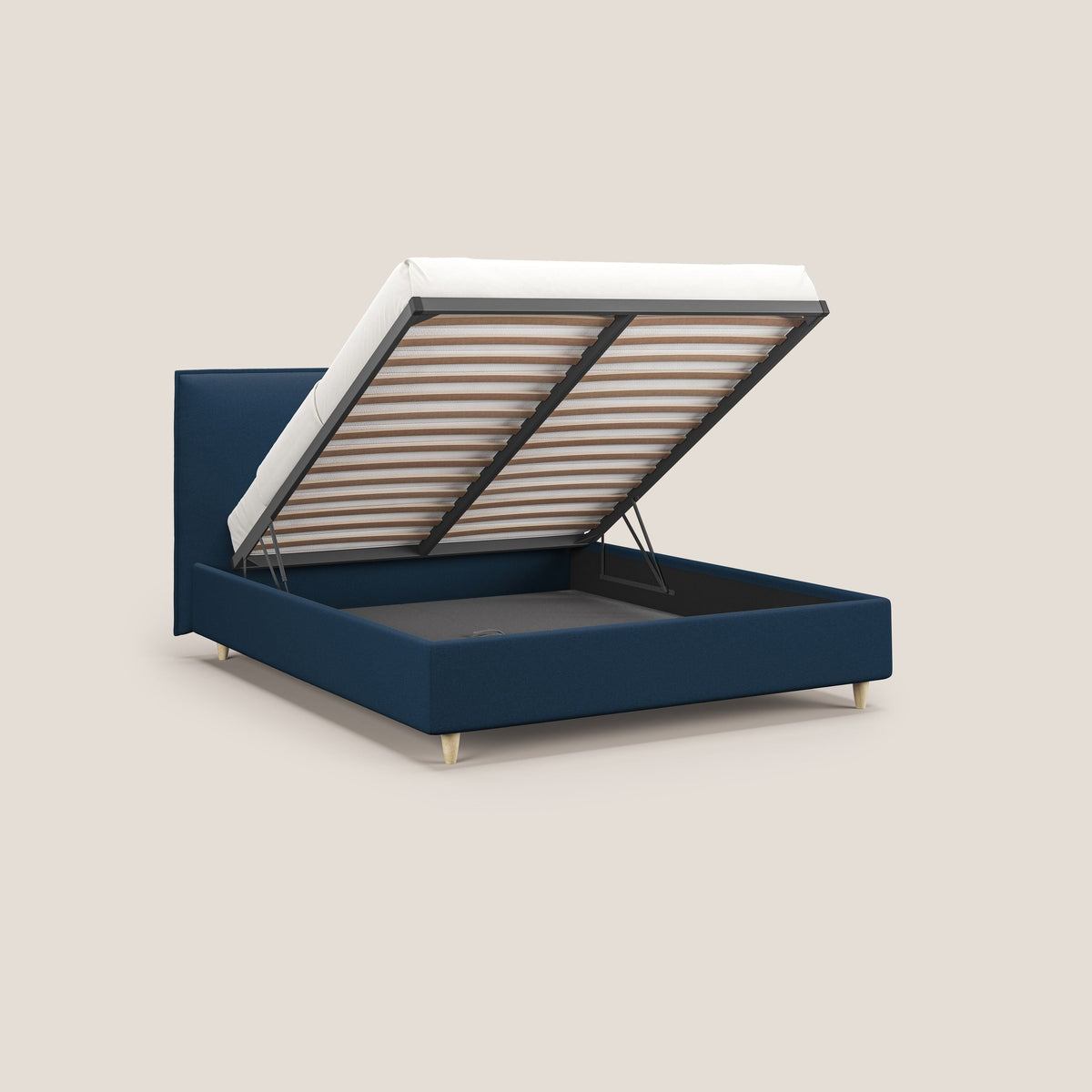 Costanza letto contenitore e sfoderabile in tessuto misto cotone impermeabile T13 blu - divitt.sbs