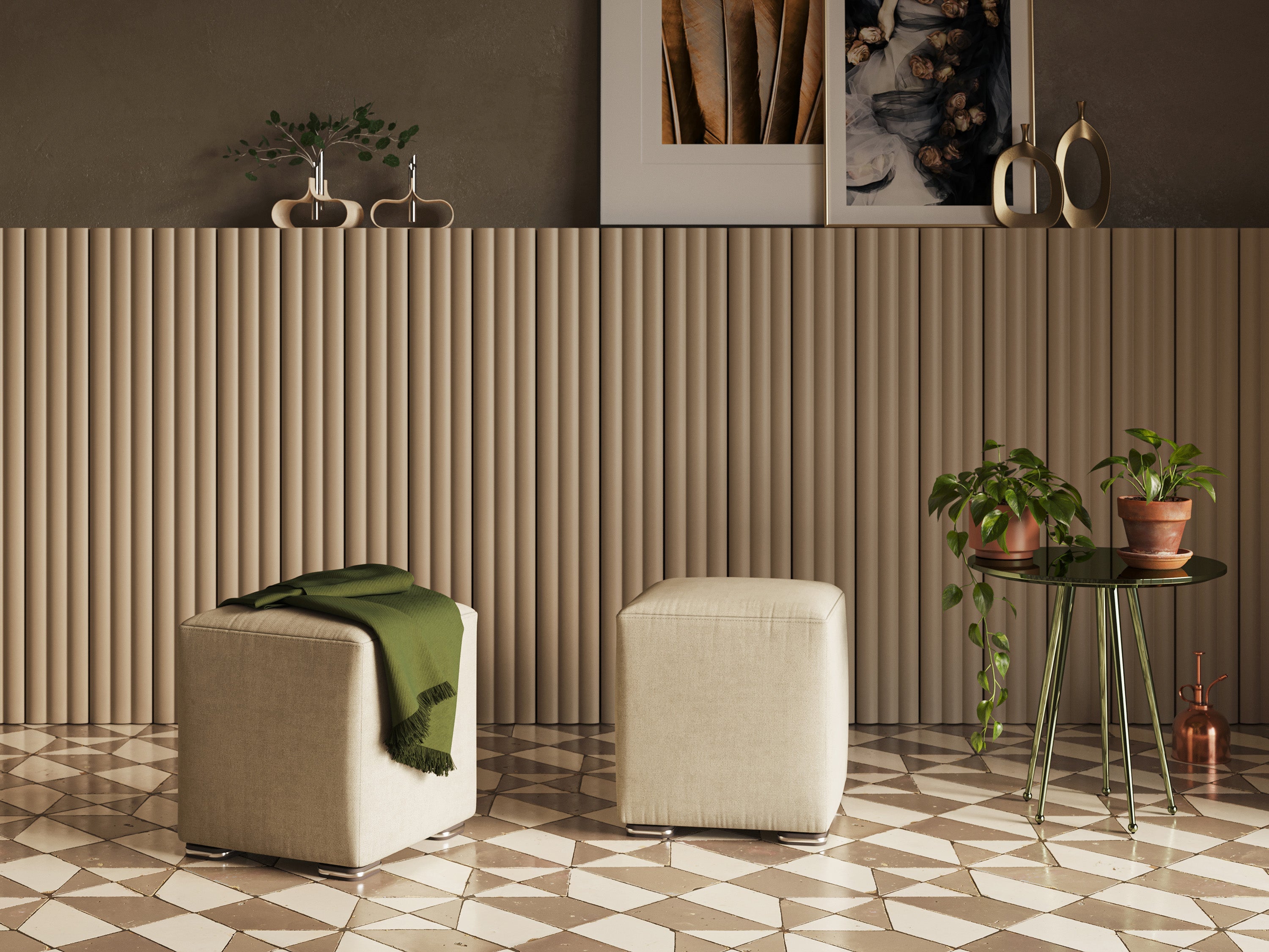 Cube pouf in tessuto morbido impermeabile T02 panna - divitt.sbs