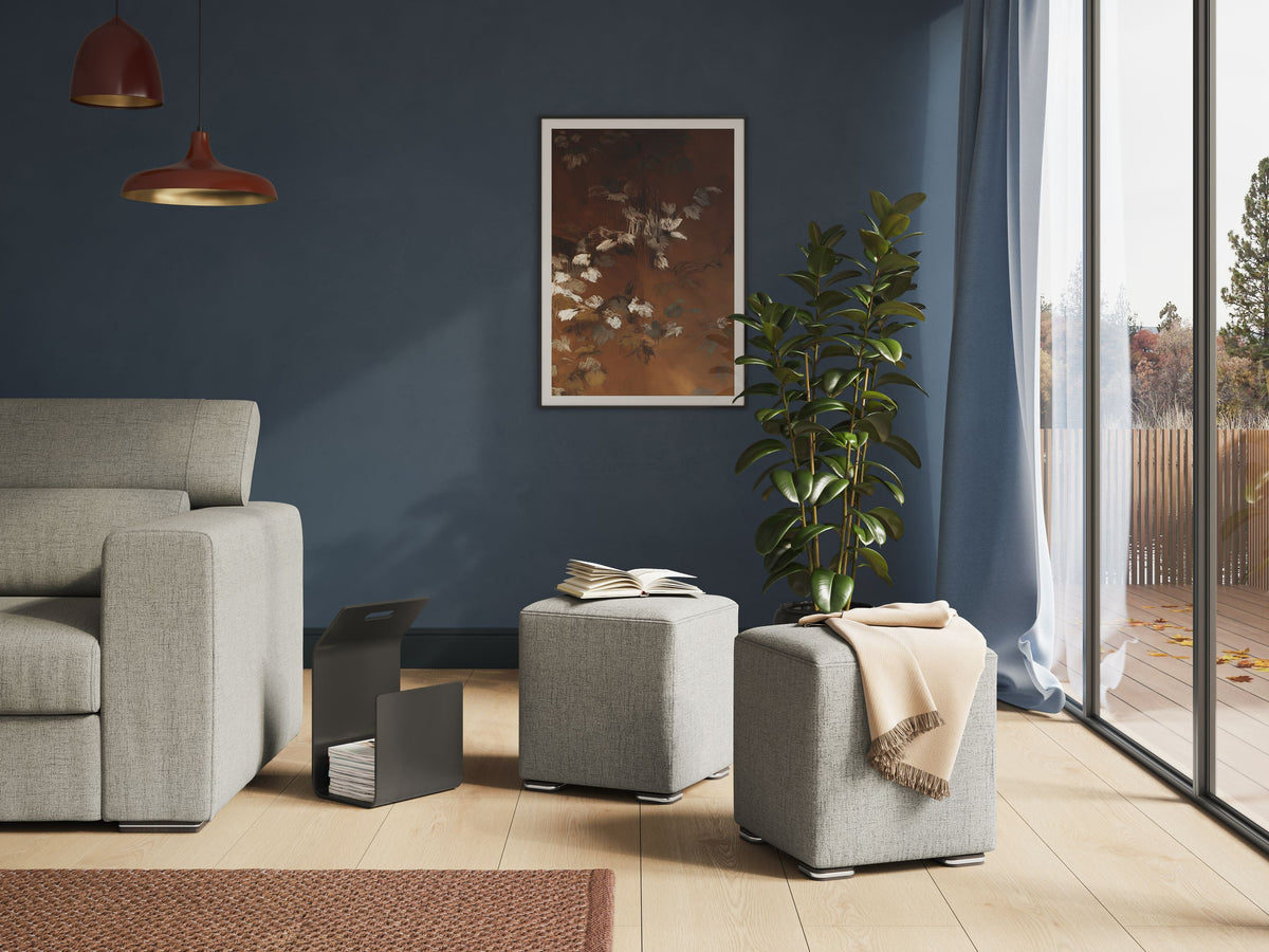 Cube pouf in tessuto morbido impermeabile T03 grigio chiaro - divitt.sbs