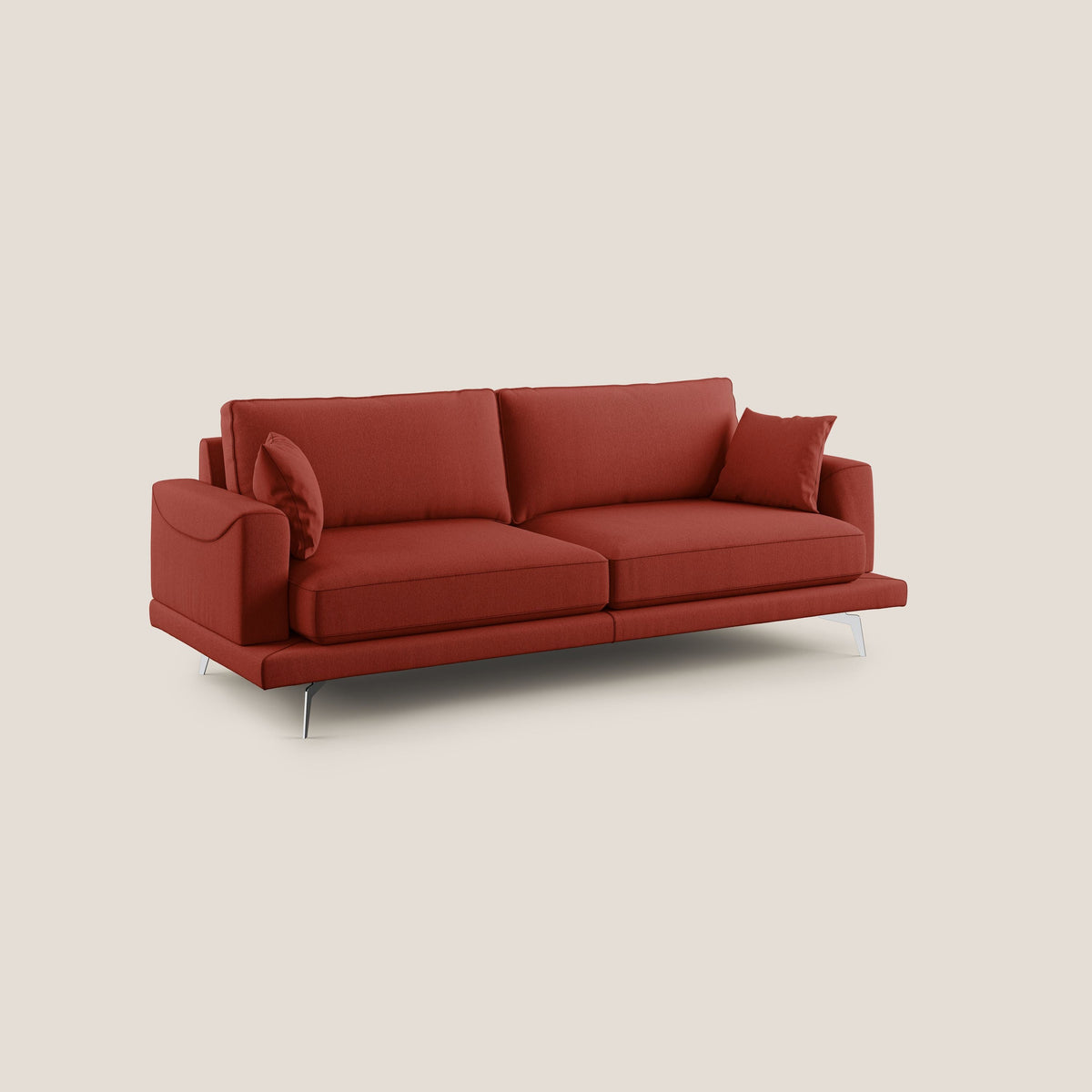Dorian divano moderno in tessuto morbido antimacchia T05 rosso - divitt.sbs