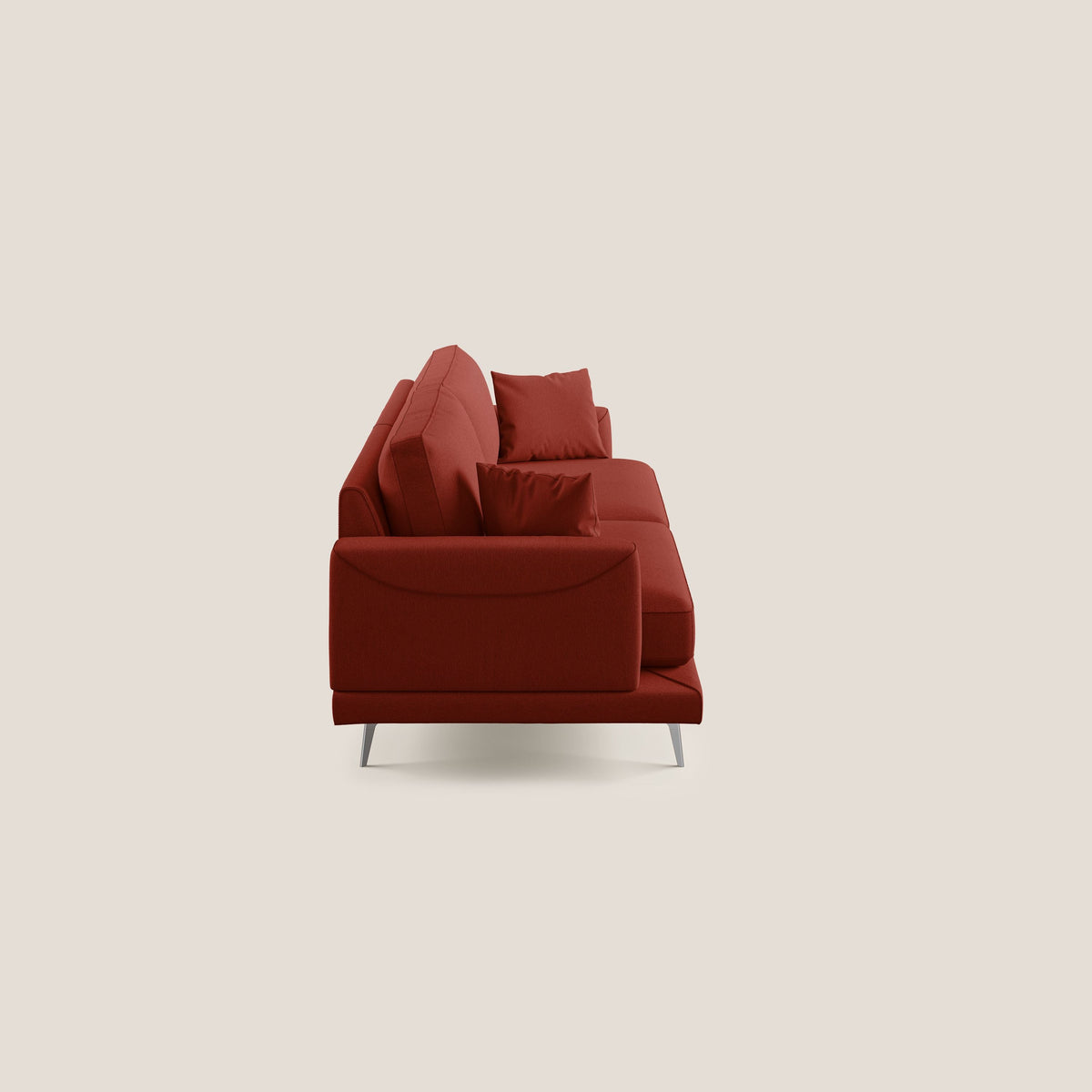 Dorian divano moderno in tessuto morbido antimacchia T05 rosso - divitt.sbs