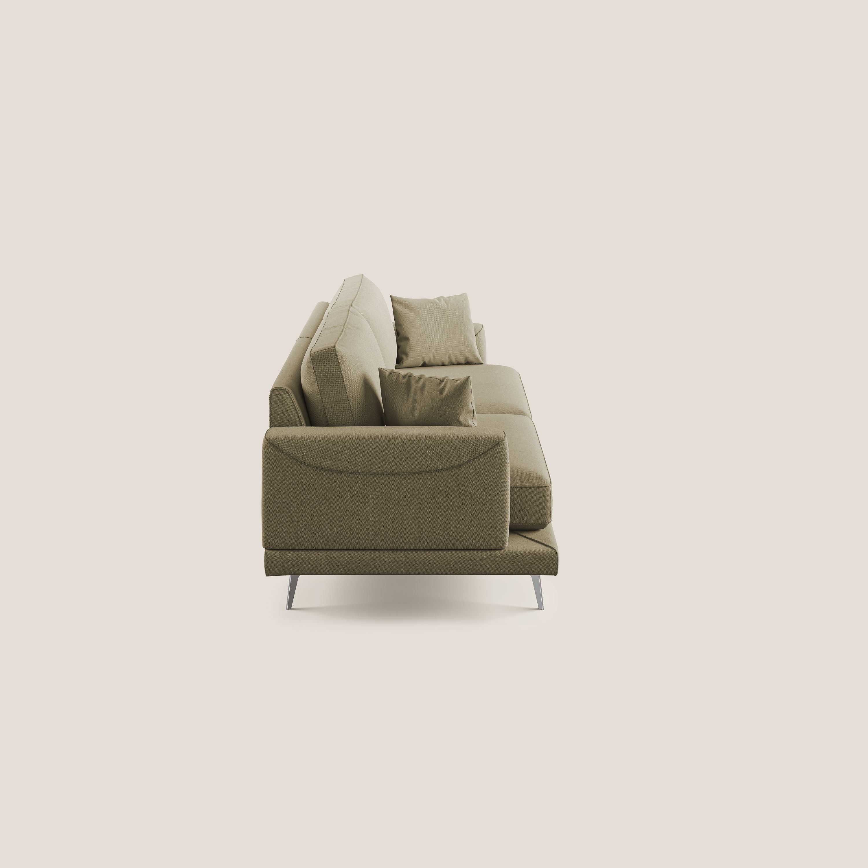 Dorian divano moderno in tessuto morbido antimacchia T05 cammello - divitt.sbs