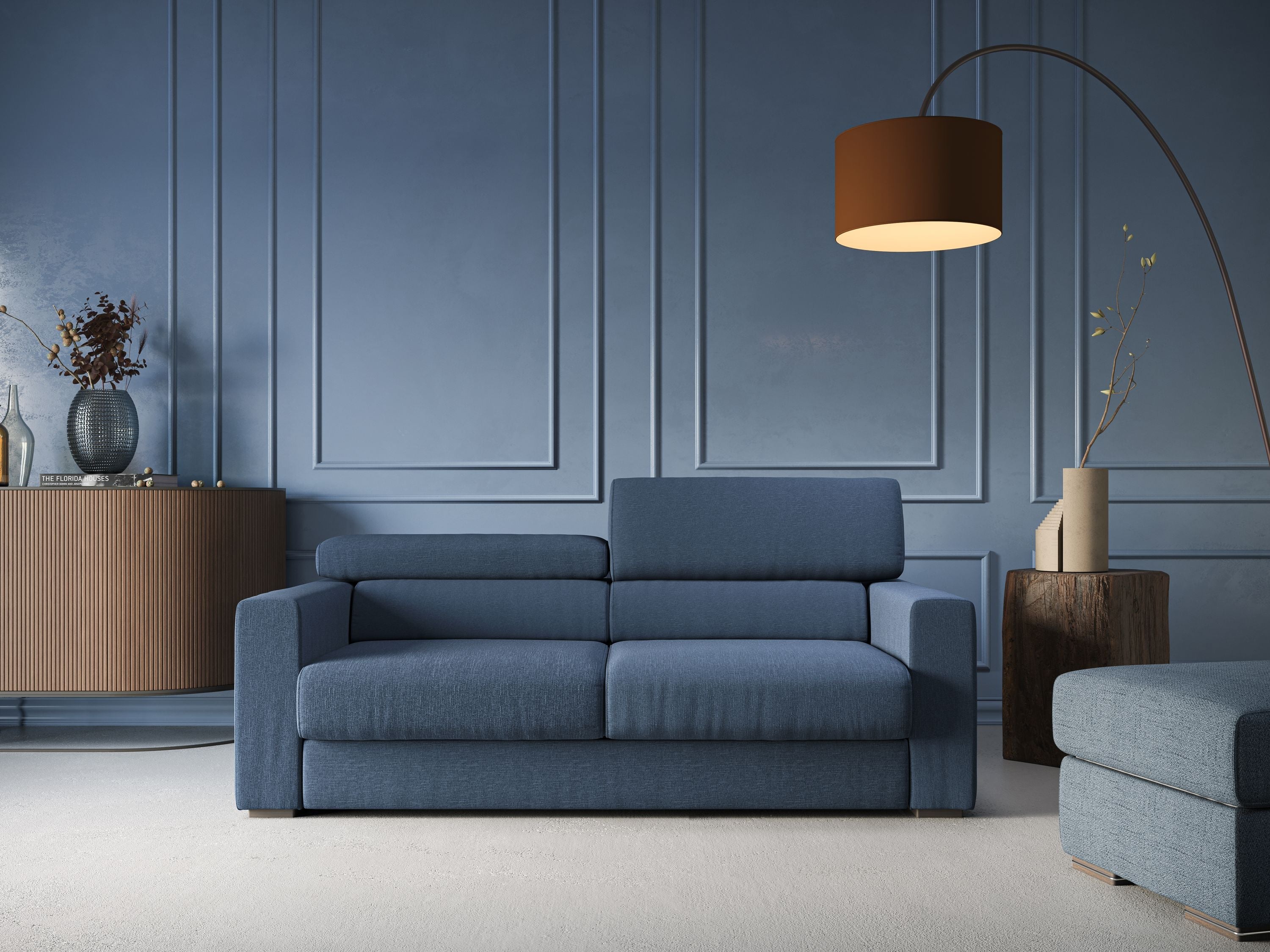 Dylan divano allungabile con pouf estraibile poggiapiedi in tessuto simil cotone impermeabile T13 antracite - divitt.sbs