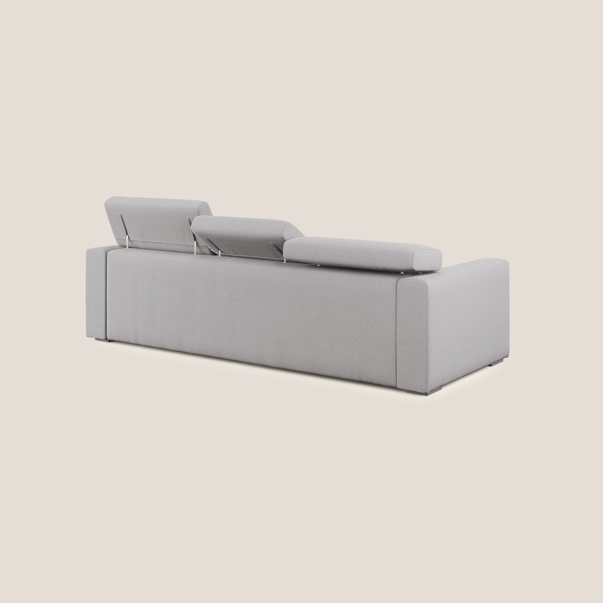 Dylan divano angolare con estraibile a cassettone in tessuto fiammato simil cotone impermeabile T19 grigio - divitt.sbs