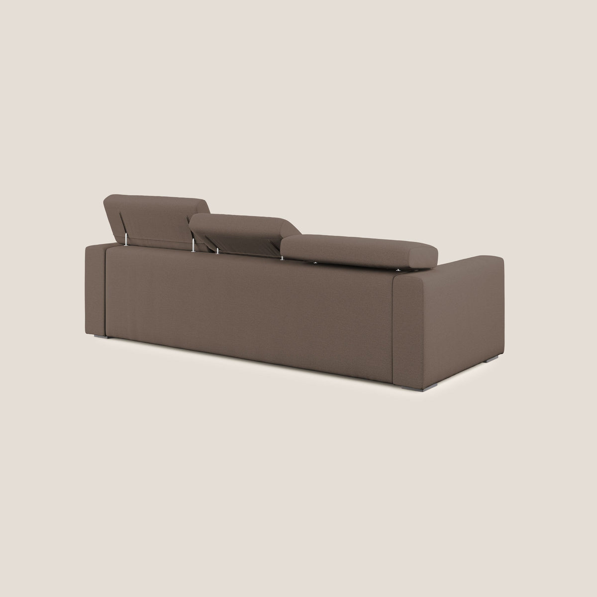 Dylan divano angolare con estraibile a cassettone in tessuto fiammato simil cotone impermeabile T19 marrone - divitt.sbs