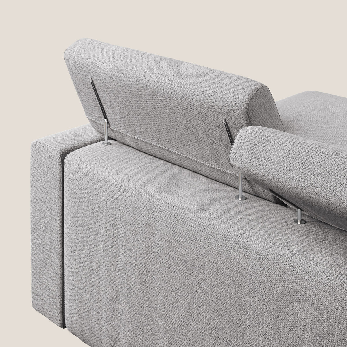 Dylan divano angolare con estraibile a cassettone in tessuto fiammato simil cotone impermeabile T19 grigio - divitt.sbs