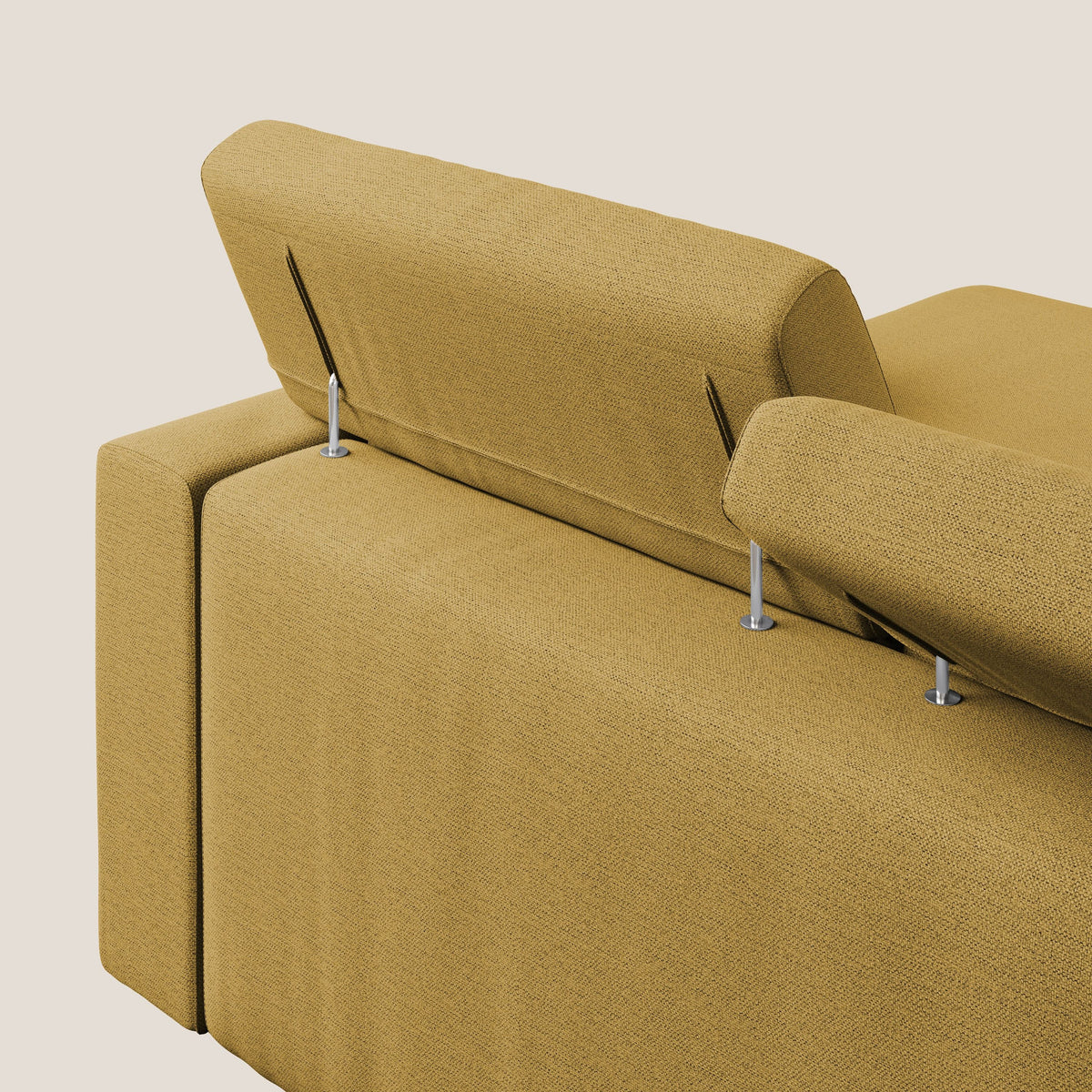 Dylan divano angolare con estraibile a cassettone in tessuto fiammato simil cotone impermeabile T19 giallo - divitt.sbs