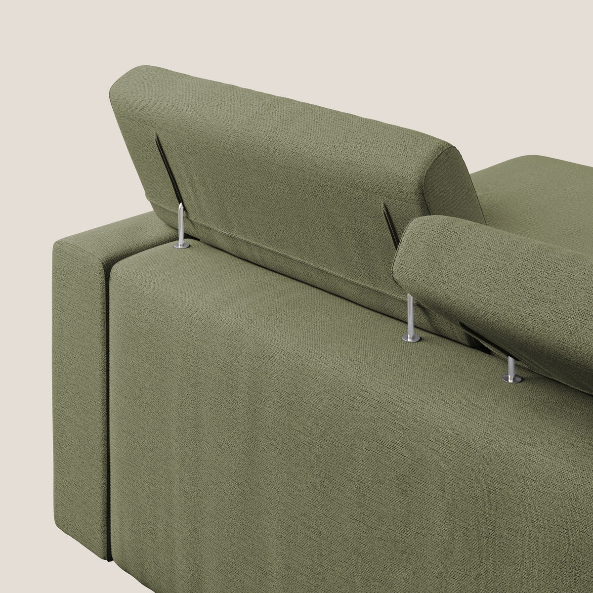 Dylan divano angolare con estraibile a cassettone in tessuto fiammato simil cotone impermeabile T19 verde - divitt.sbs
