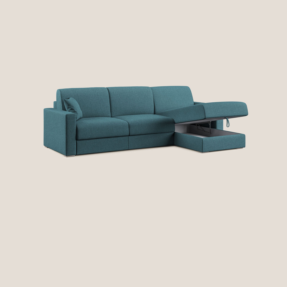 Best Divano letto angolare con penisola in tessuto smacchiabile QuickClean T08 azzurro - divitt.sbs
